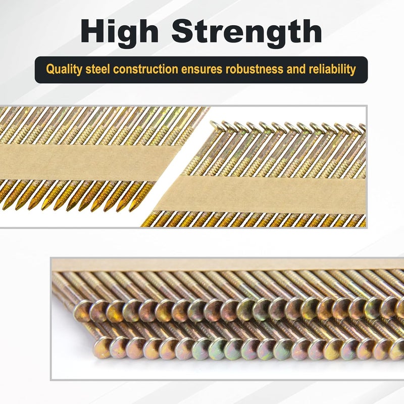 Meite 30 Degree Framing Nails 2 Inch x .113 Inch Paper-Collated Ring Shank Nails, Electro-Galvanized Offset Round Head Framing Nails for 30-34 Degree Framing Nailers Decking Fencing, 1,000PCS - Image 5